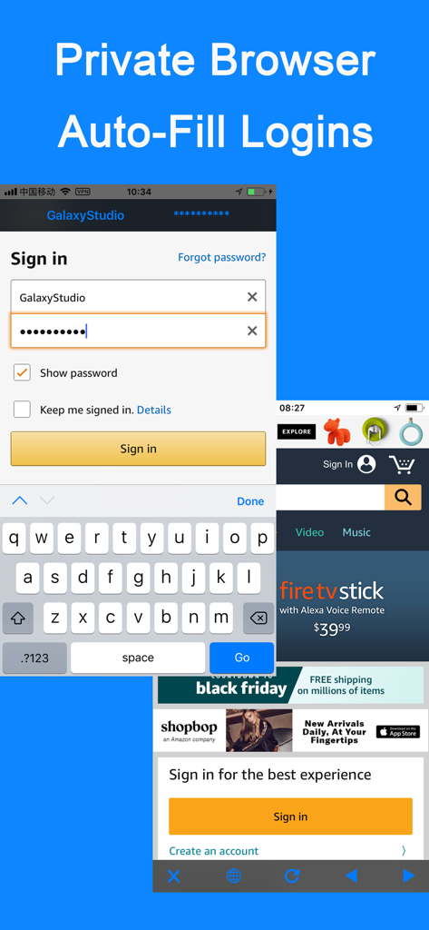 Password Manager- - Navegador privado com recurso de preenchimento automático de login para navegação móvel segura