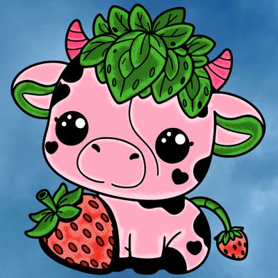 cute strawberry cow