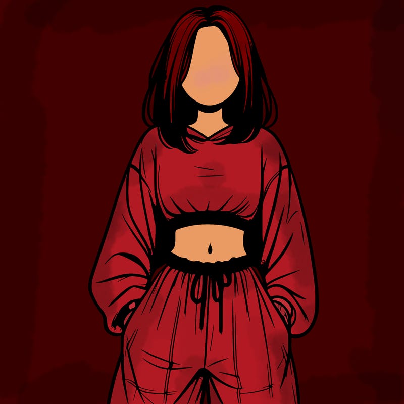 realistic girl faceless with baggy pants and a crop top