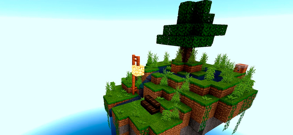 One Block Maps for Minecraft - 하늘에 떠 있는 나무와 연못이 있는 마인크래프트 스카이블록 섬