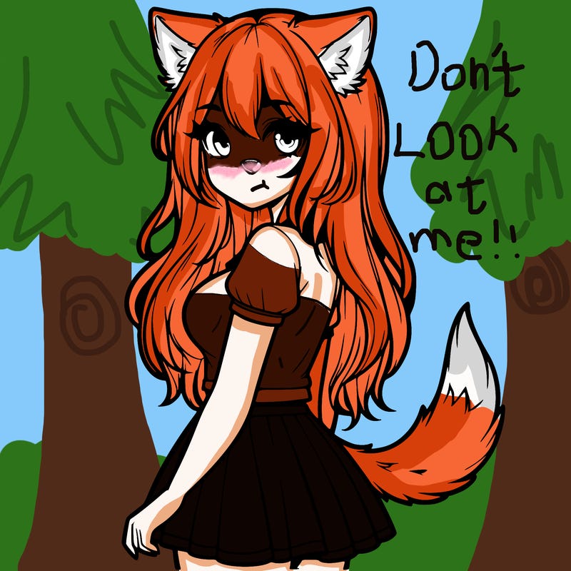 realistic girl with wolf ears and a tail