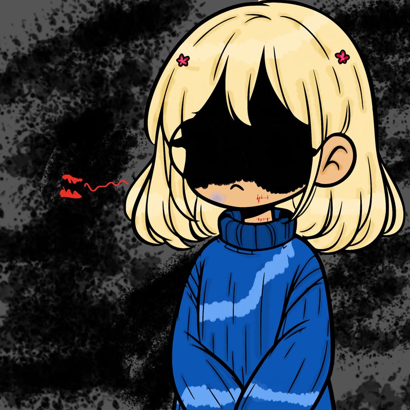 sad girl with glasses in a sweater