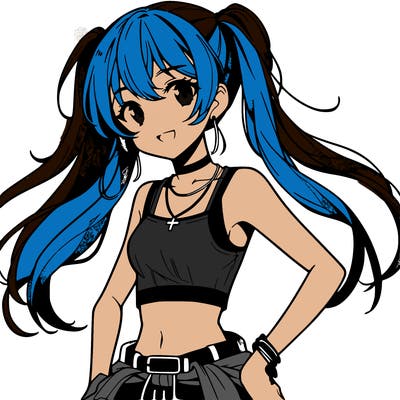 anime girl wearing crop top