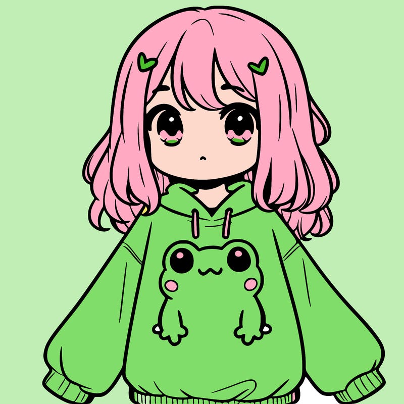 girl wearing frogging sweatshirt