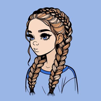 realistic girl with braids