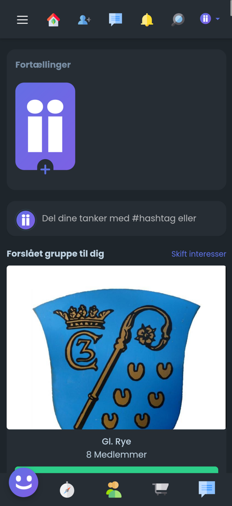 SOCii - SOCii mobile app interface displaying a suggested local community group and social feed