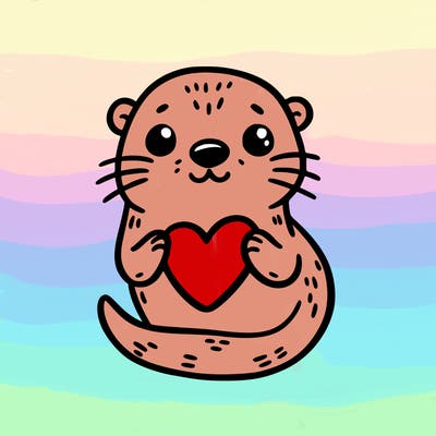otter with a heart