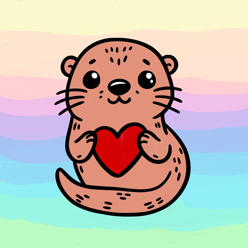 otter with a heart