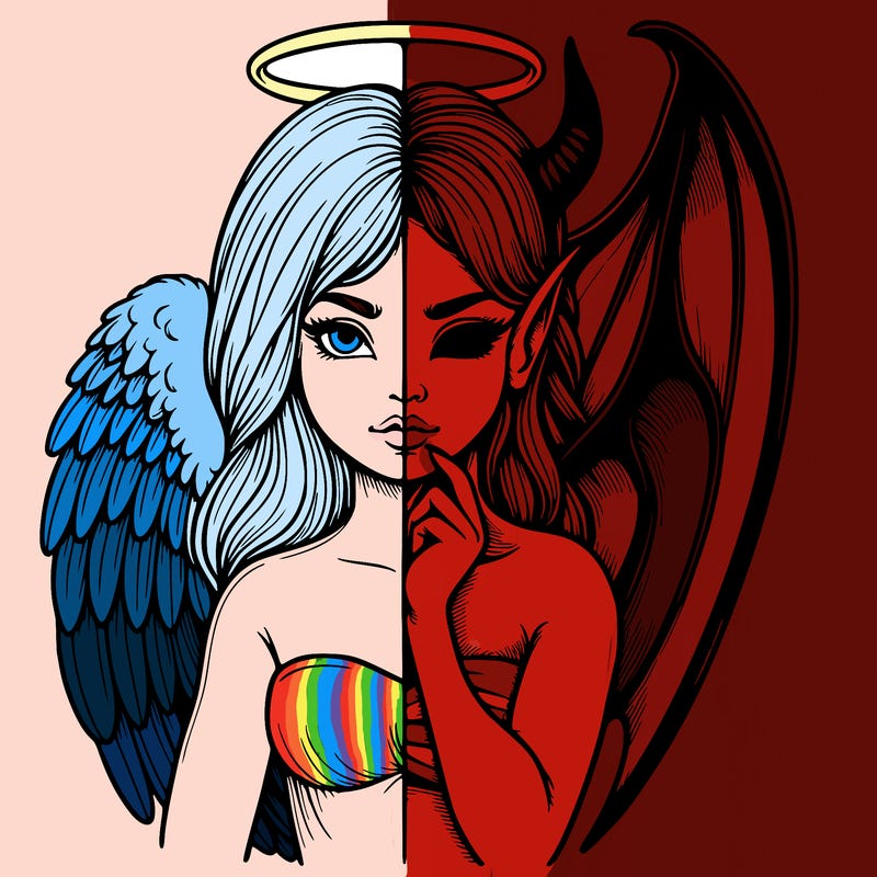 realistic angel half demon