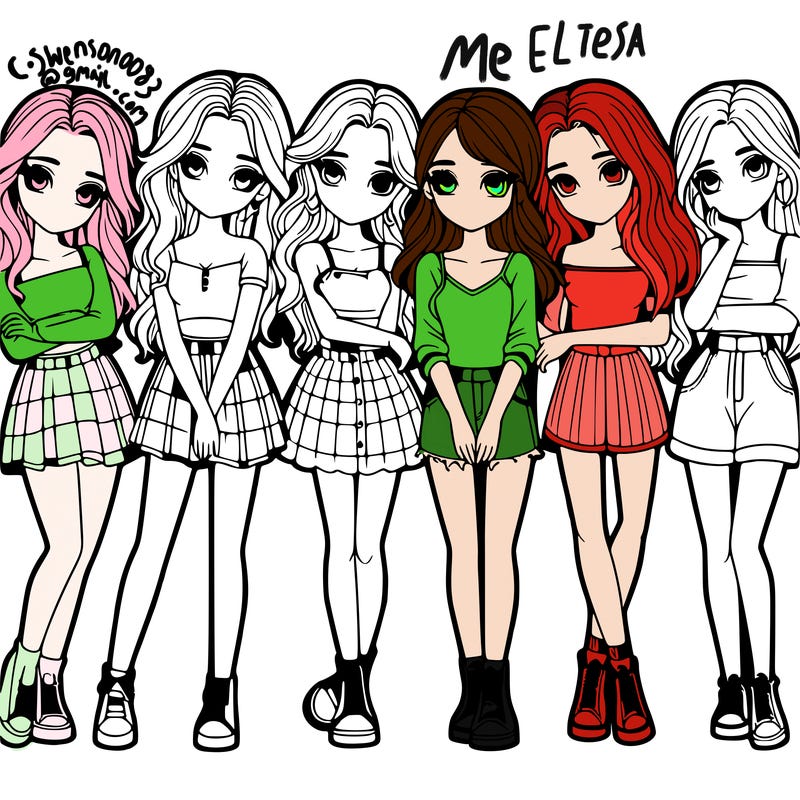 a group of girls realistic