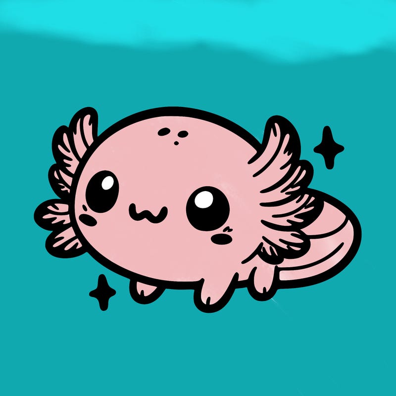 cute easy baby axolotl