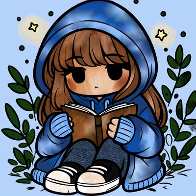 girl in oversized hoodie reading a book