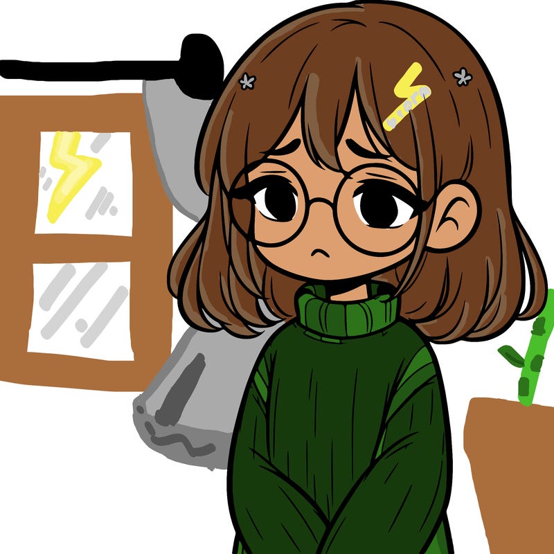 sad girl with glasses in a sweater