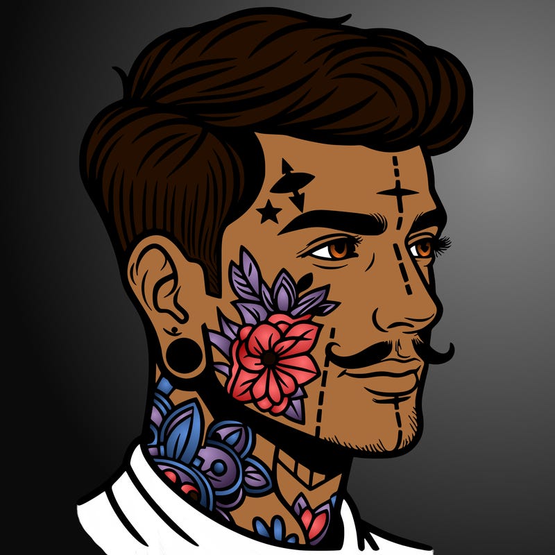 man with face tattoos