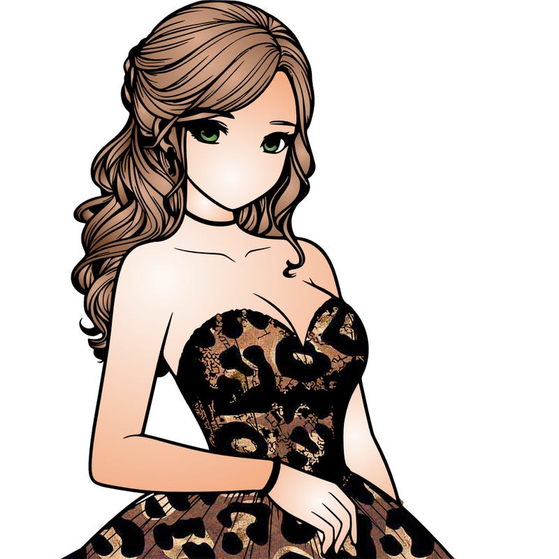 realistic girl in prom dress