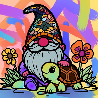gnome with turtle