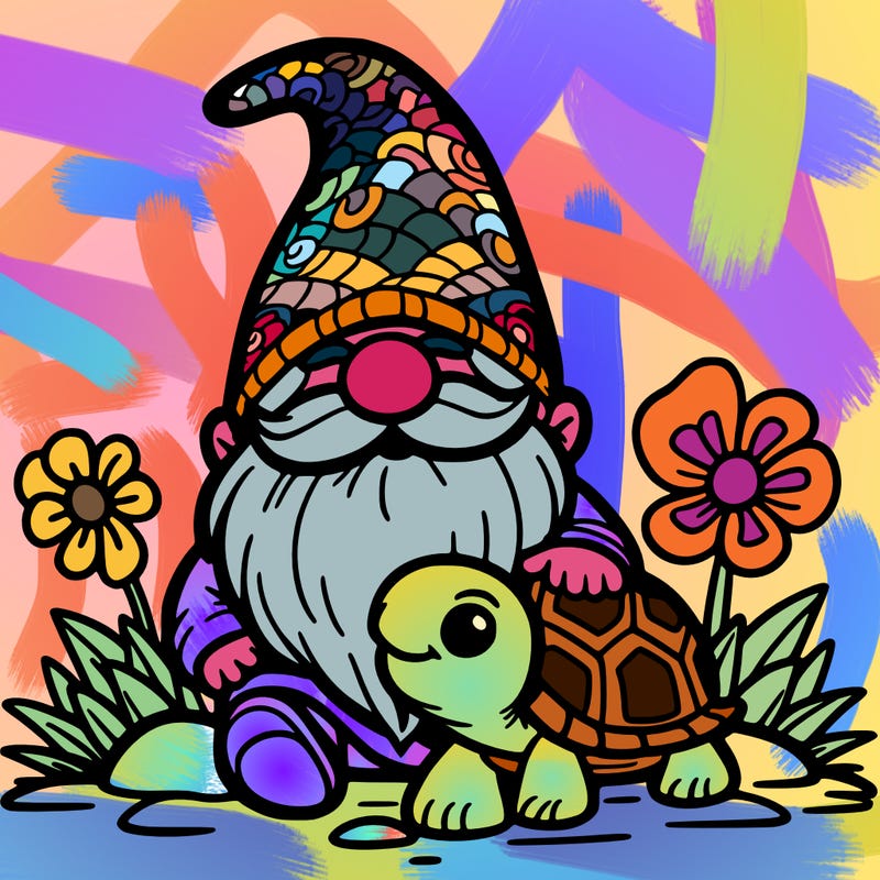 gnome with turtle