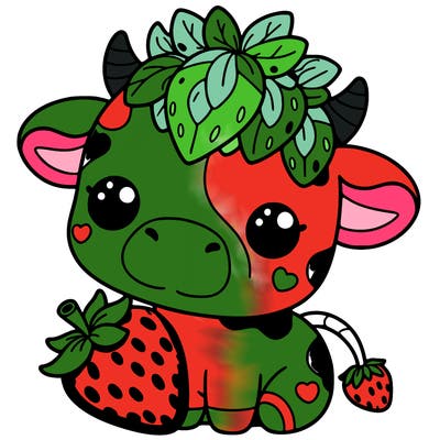 cute strawberry cow