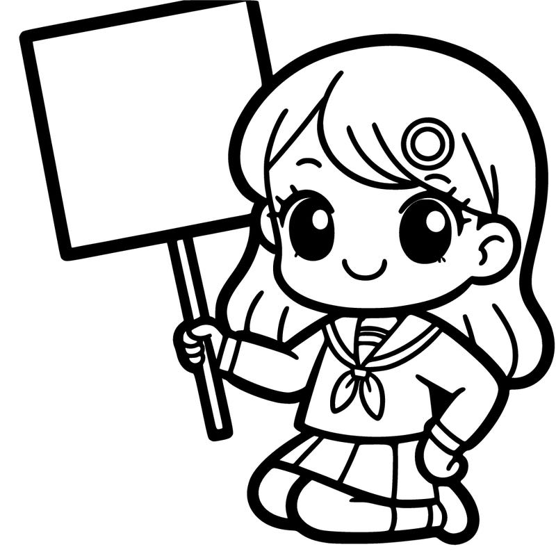 a girl holding up a sign