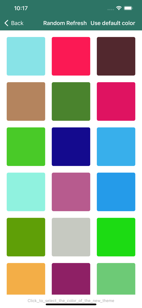 Chinese Character Stroke Order - Interface for choosing a custom theme color in the Chinese Character Stroke Order app