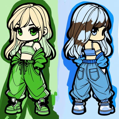 girl in crop top and baggy pants