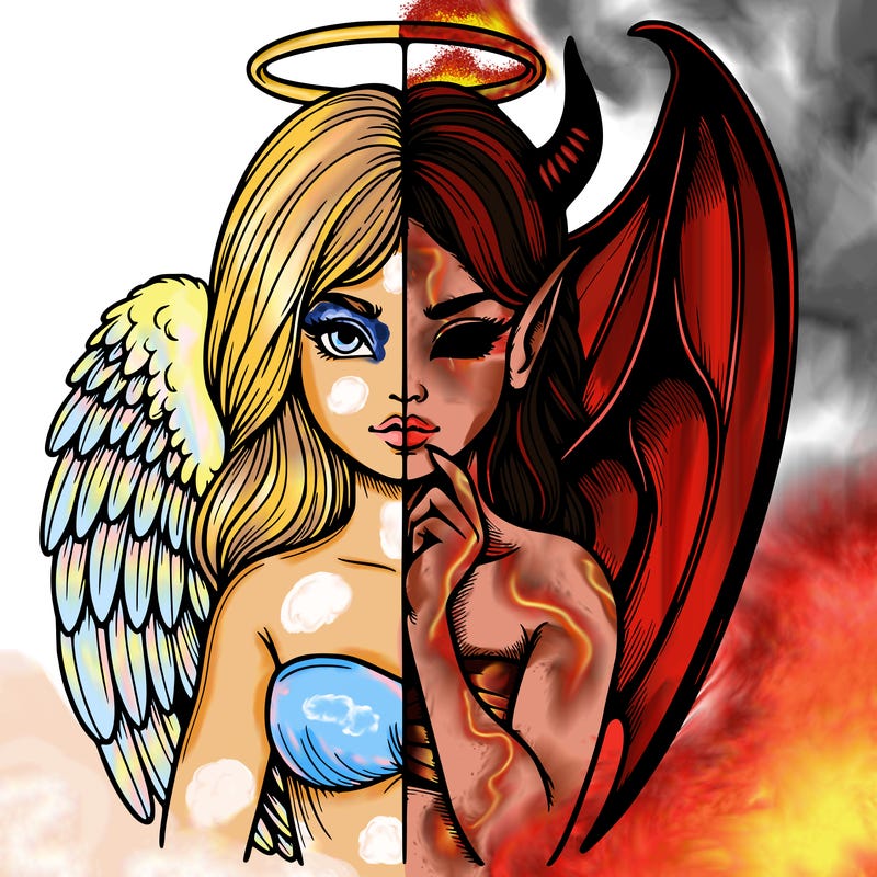 realistic angel half demon