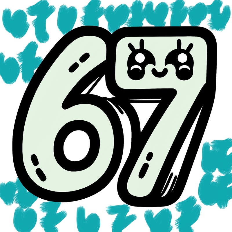 the numbers 67
