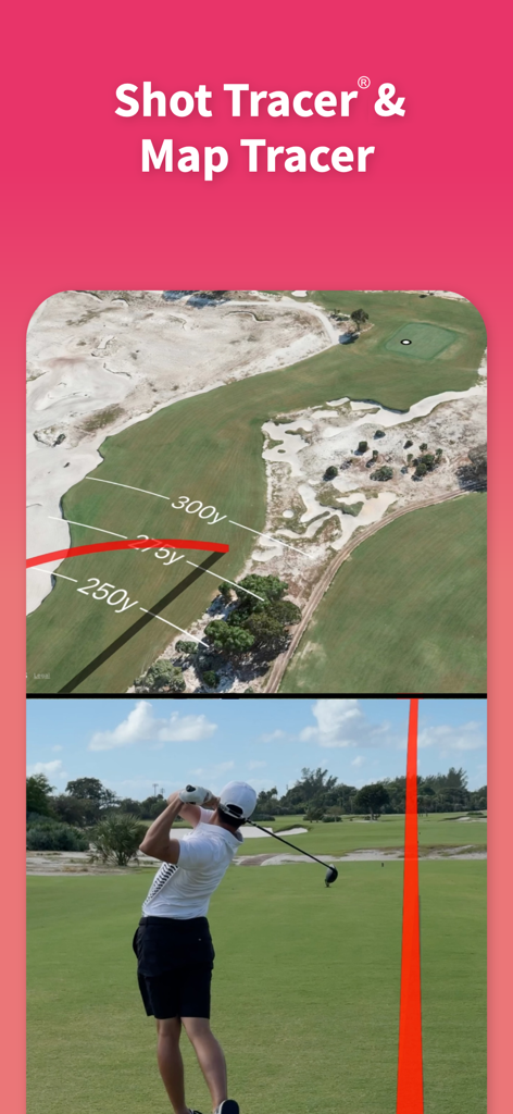 Shot Tracer Editor - Shot Tracer Editor app screen showing golf ball flight tracking on a video and a 3D map