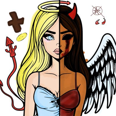 devil vs angel realistic girl