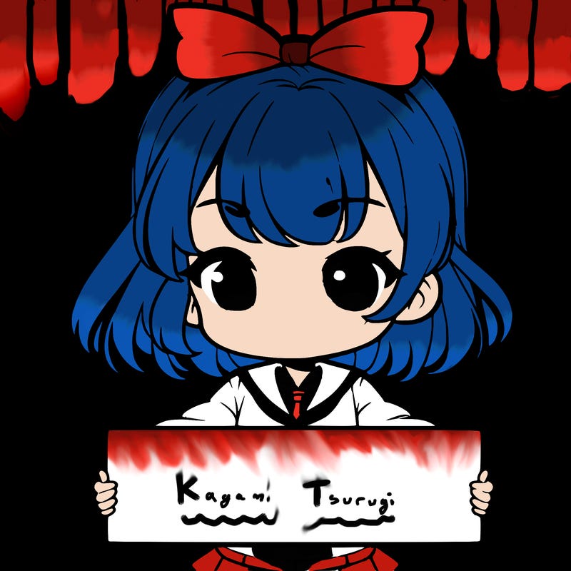 cute anime girl holding a sign