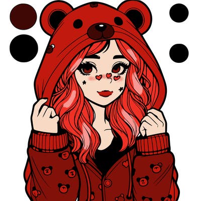 realistic girl in a animal pjs hoodie