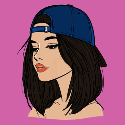 realistic  girl with a backwards hat