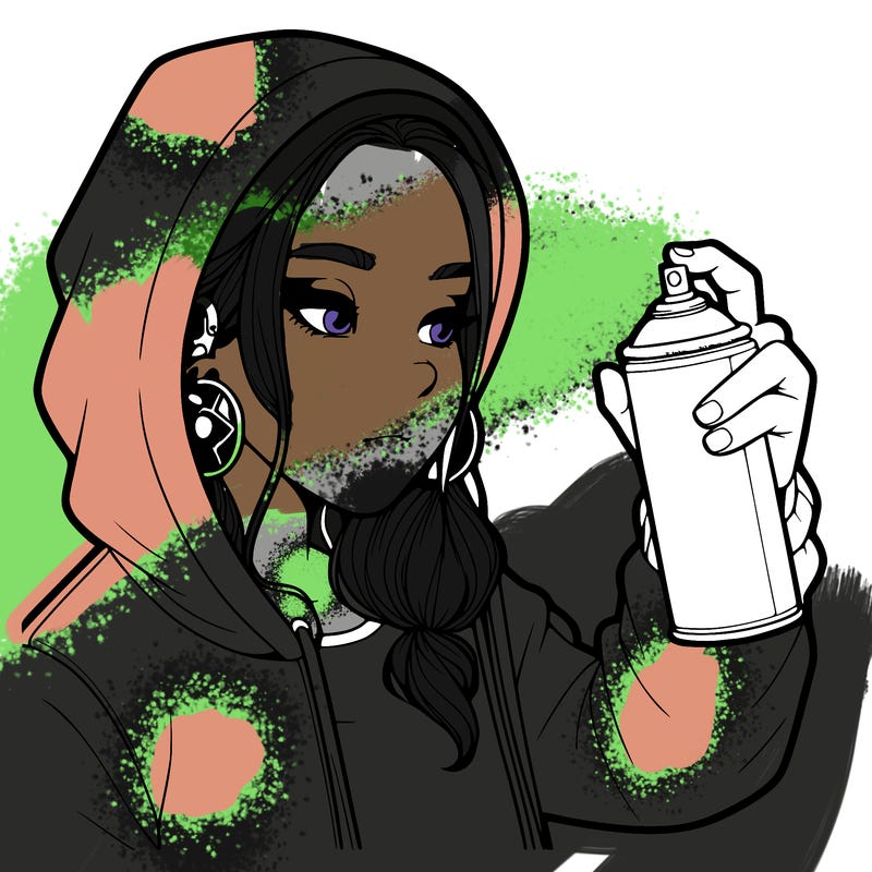 a realistic girl, spray painting