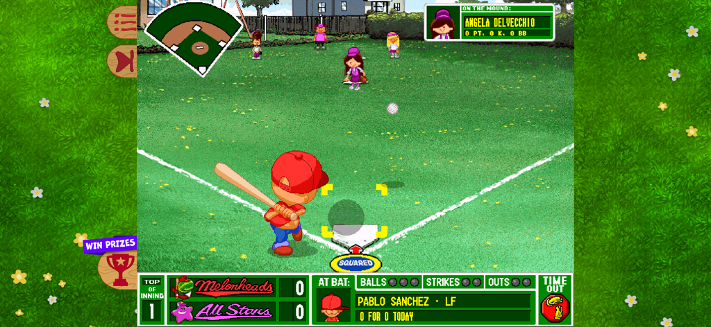 Backyard Baseball '97 - Pablo Sanchez at bat in Backyard Baseball 97 gameplay screenshot