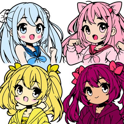 4 anime girls