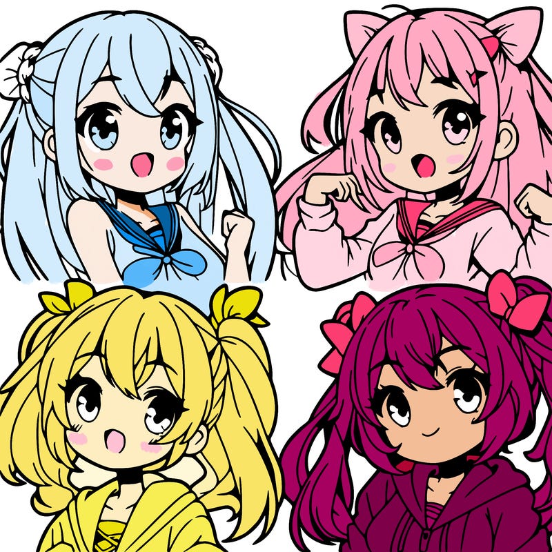 4 anime girls