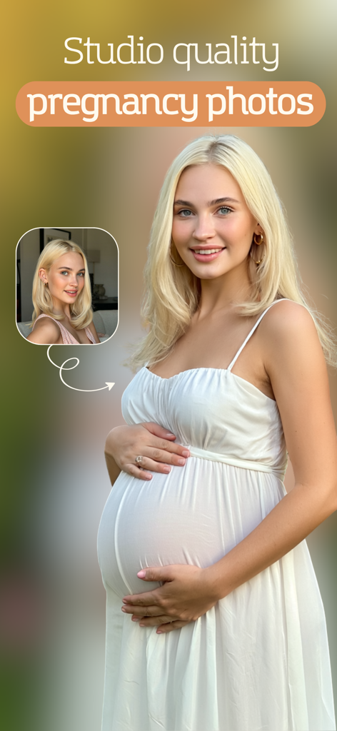 Baby Generator - FaceCast - Studio quality AI-generated maternity photo of a pregnant woman