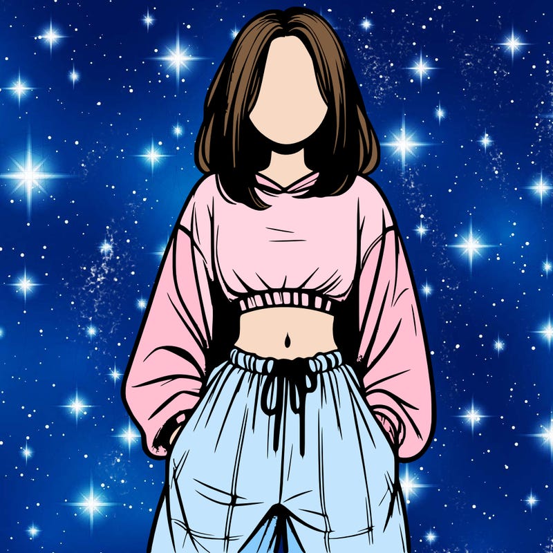realistic girl faceless with baggy pants and a crop top