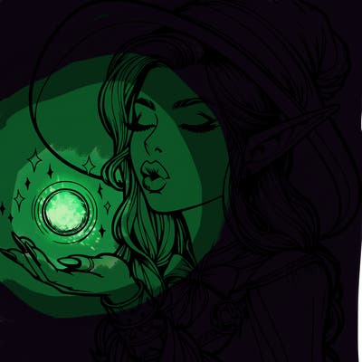realistic elf casting a spell with lips
