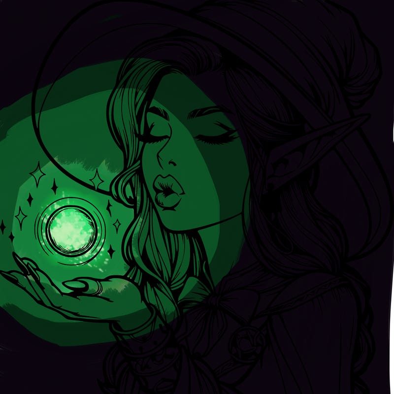 realistic elf casting a spell with lips