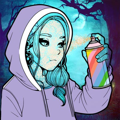 a realistic girl, spray painting