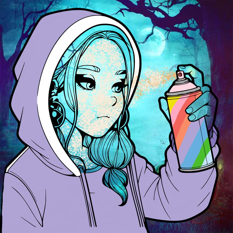 a realistic girl, spray painting