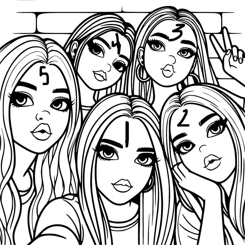 group of teen girls friends y2k up close in a selfie