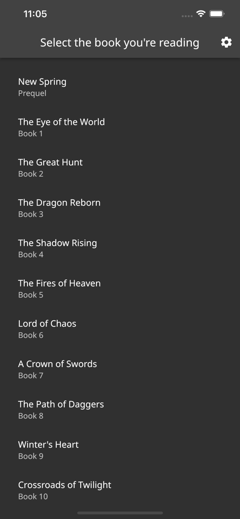 WoT Compendium - Unofficial - A list of books from The Wheel of Time series for selection in the WoT Compendium app
