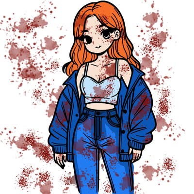 girl in a crop top with jacket and long jeans