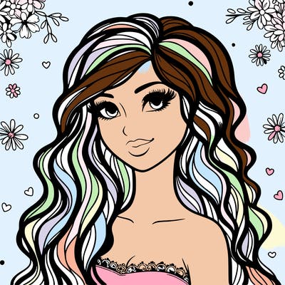 pretty woman with long wavy hair