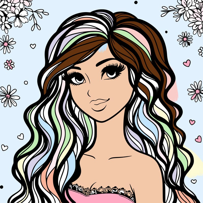 pretty woman with long wavy hair