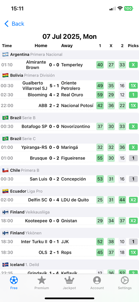 Soccer match predictions and analytics on the Soccer Platform app interface
