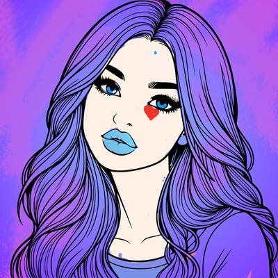 realistic girl with hair on her hair and lips