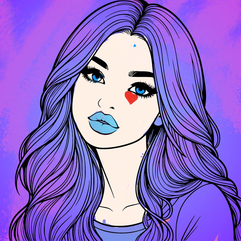 realistic girl with hair on her hair and lips